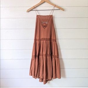 Amuse Society Boho Linnea Brown Lace Dress M